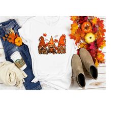 fall gnomes shirt, fall leaves t-shirt, cute fall shirt, garden gnomes shirt, gnomes pumpkin tee, kids fall shirt, gift