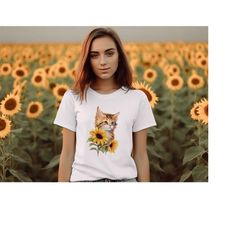 sunflower cat shirt, gift tee for cat lover, you are my sunshine tee, gift tee for cat mom, cat lover shirt, cat shirt,