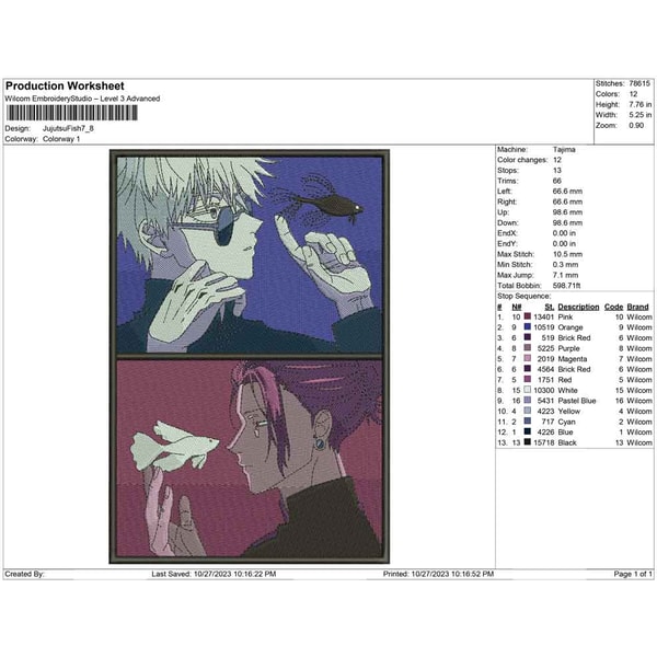 Ju Jutsu Pattern Jujutsu Fish / Anime design / Anime Embroidery Pattern/ Desi | Inspire ...