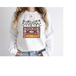 vintage soul sweatshirt, retro casette tape sweatshirt, blomy sweatshirt, vintage designed sweatshirt, wildflowers sweat