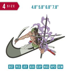 swoosh zoro smoke / anime design / anime embroidery pattern/ design pes dst vp3  format