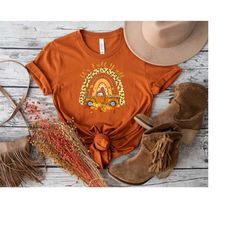 fall rainbow shirt, women fall shirt, pumpkin tshirt, thanksgiving shirt, fall vibes shirt, autumn boho shirt, thanksgiv