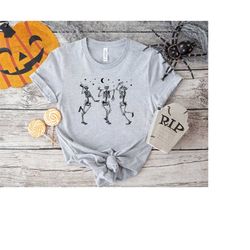 dancing skeletons halloween shirt, halloween t-shirts for women, skeletons halloween t-shirts, mom halloween t-shirts, s