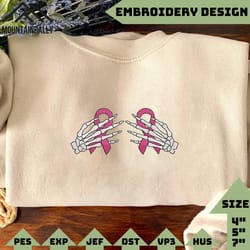 pink ribbon embroidery machine design, halloween spooky embroidery design, digital download, embroidery pattern