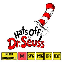 hats off to dr.seuss png , dr. seuss quotes cat in the hat svg clipart, cricut, digital vector cut file