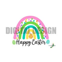 happy easter pastel boho rainbow svg png digital design cricut silhouette sublimation t-shirt cup sticker