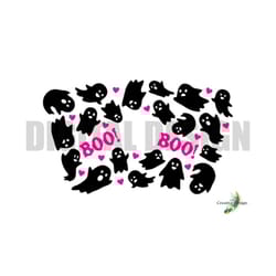 cute ghost full cold cup tumbler wrap with hole 24oz cold cup svg png design cricut silhouette