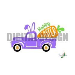 easter bunny purple truck with carrot design t-shirt tumbler svg png cricut silhouette