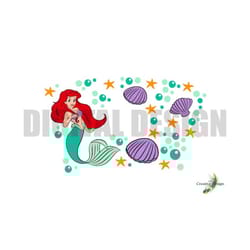 cute mermaid red head 24oz cold cup wrap with hole ocean nautical tumbler design