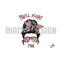 horror themed clown messy bun sublimation design, custom t-shirt design, svg png pdf, halloween sublimation design,