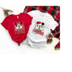 vintage mickey minnie shirt, disney couple christmas shirt, mickey and minnie mouse disney christmas lights shirt, disne