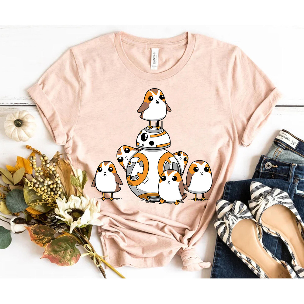 Star Wars Porgs Having Fun With BB-8 Portrait T-Shirt, Star Wars Celebration, Galaxy's Edge, Star Wars Day, Walt Disney World Shirt.jpg