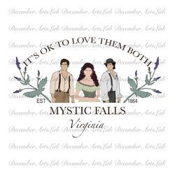 the vampire diaries svg, mystic falls virginia svg, salvatore brothers 1864 svg, png, it's ok to love them both svg, hel