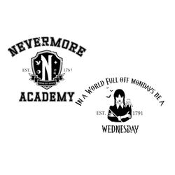 wednesday addams bundle svg, jenna ortega svg, wednesday svg, nevermore academy svg, university sweater decal, addams fa