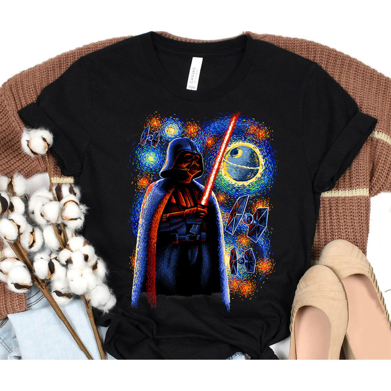 Star Wars Darth Vader Death Starry Night T-Shirt, May The 4th Be With You Shirt, Galaxy's Edge Tee, Disneyland Family Matching Shirts.jpg