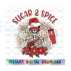 sugar and spice png, christmas skeleton png, merry christmas, bougie skeleton png, xmas png, stanley tumbler belt bag, santa hat, xmas png