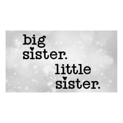 family clipart: set of two phrases 'big sister' and 'little sister' with hearts in lowercase typewriter style - digital