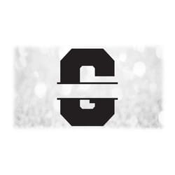 word clipart: single capital letter 'g' initial or monogram in black bold college style split name frame - digital downl