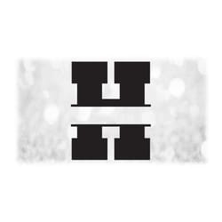 word clipart: single capital letter 'h' initial or monogram in black bold college style split name frame - digital downl