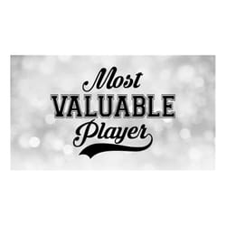 sports clipart: bold black words 'most valuable player' in block/script type w/ baseball style swoosh underline - digita
