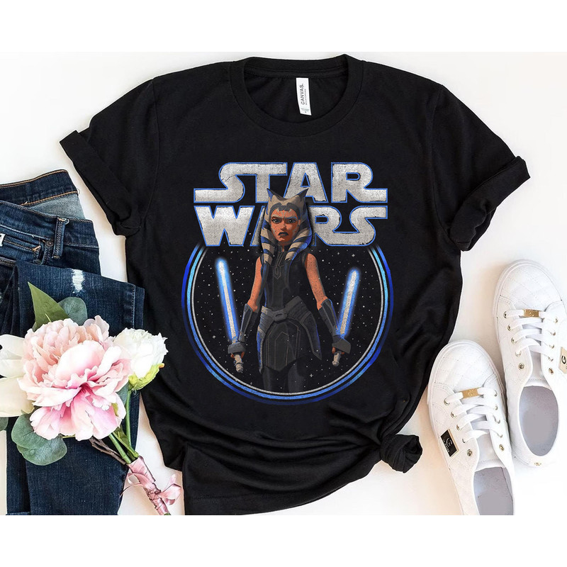Star Wars The Clone Wars Ahsoka Dual Wield PortraitShirt, Star Wars Celebration, Galaxy's Edge, Star Wars Day, Walt Disney World Shirt.jpg