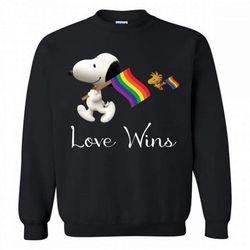 snoopy love wins lgbt pride crewneck sweatshirt