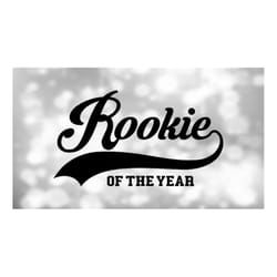 sports clipart: baseball style swoosh word 'rookie' with 'of the year' in block type - good for 1st birthdays - digital