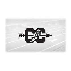 sports clipart: black style letters 'cc' for cross country with winged track shoe and arrow going across - digital downl