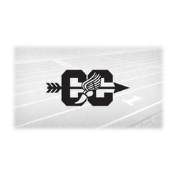 sports clipart: black style letters 'cc' for cross country with winged track shoe and arrow going across - digital downl