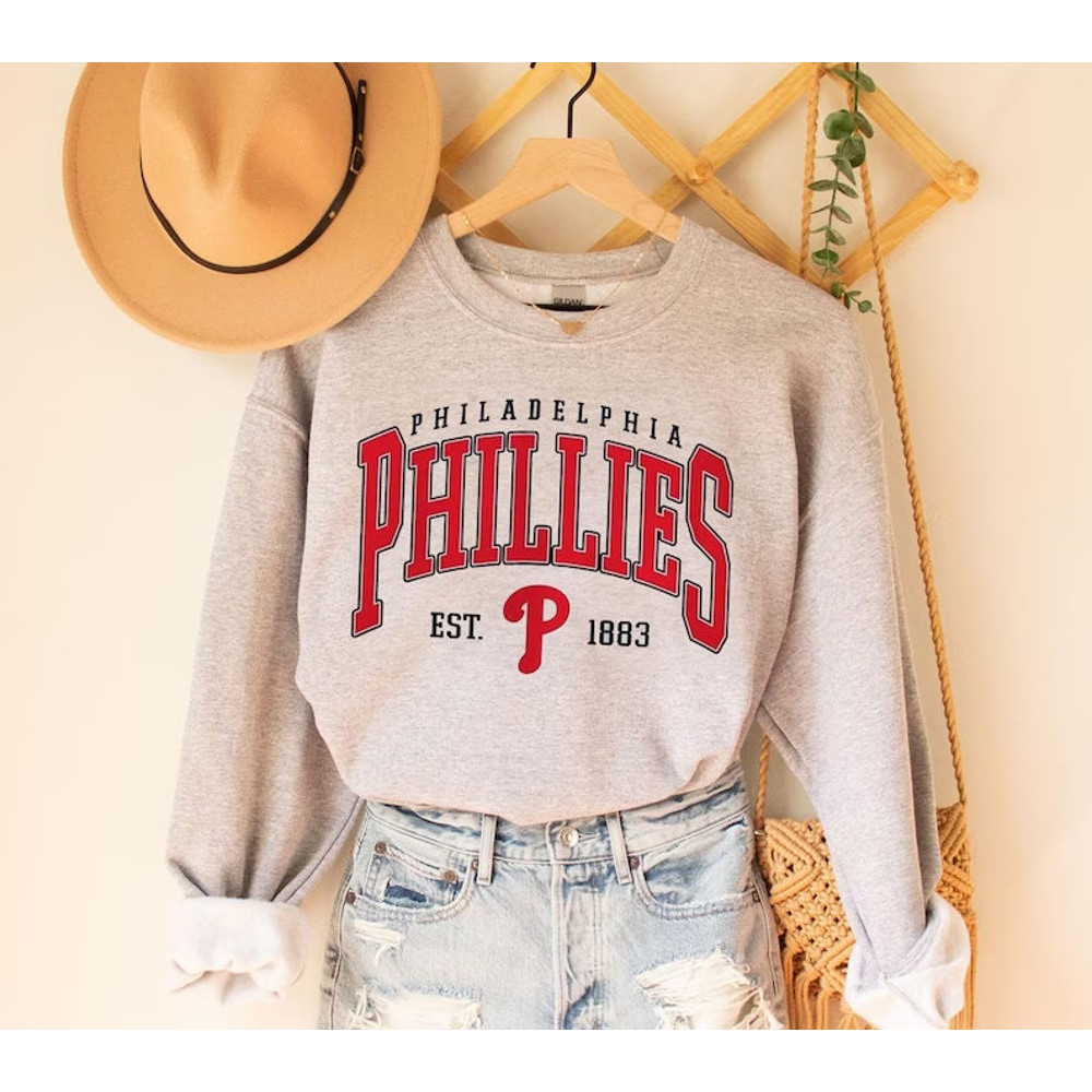 Vintage Phillies Sweatshirt, In October We Wear Red Shirt, Philadelphia Baseball Hoodie, Kyle Schwarber Shirt, Baseball Jersey Fan Gift.jpg