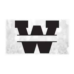 word clipart: single capital letter 'w' initial or monogram in black bold college style split name frame - digital downl