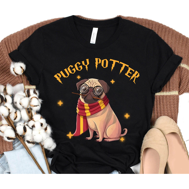 Puggy Potter Shirt, Pug Dog Shirt, Cute Dog Lover Shirt, Dog Lover Gift, Dog Lover Shirt, Dog Owner Shirt, Dog Mama Shirt, Dog Dad Shirt.jpg