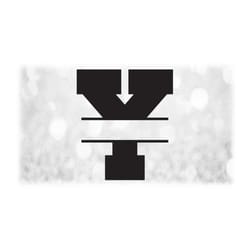 word clipart: single capital letter 'y' initial or monogram in black bold college style split name frame - digital downl