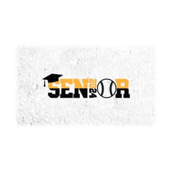 sports clipart: black & gold word 'senior' in collegiate style w/ year 2024 and softball/baseball as 'o' - digital downl