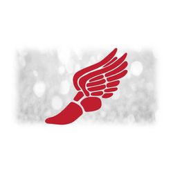 sports clipart: red winged running shoe from mercury or hermes to symbolize 'track & field' sport and events - digital d