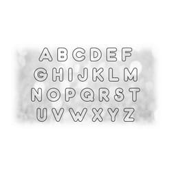 word clipart: black tubular alphabet letter outline templates grouped on one single sheet - digital download svg - not i