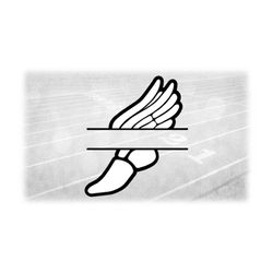 sports clipart: white on black layered winged running shoe split name frame from mercury / hermes 'track & field' - digi
