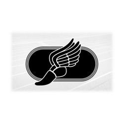 sports clipart: track & field symbol hermes running shoe w/ wings cutout of black running track to scale - digital downl