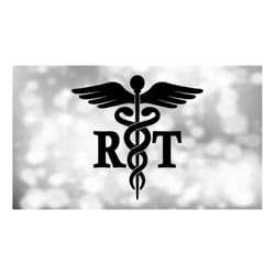 medical clipart: black medical caduceus symbol with rt for respiratory therapist or radiology technician - digital downl
