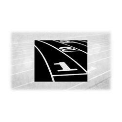 sports clipart: track and field black three-lane track with lane numbers in perspective - change color yourself - digita