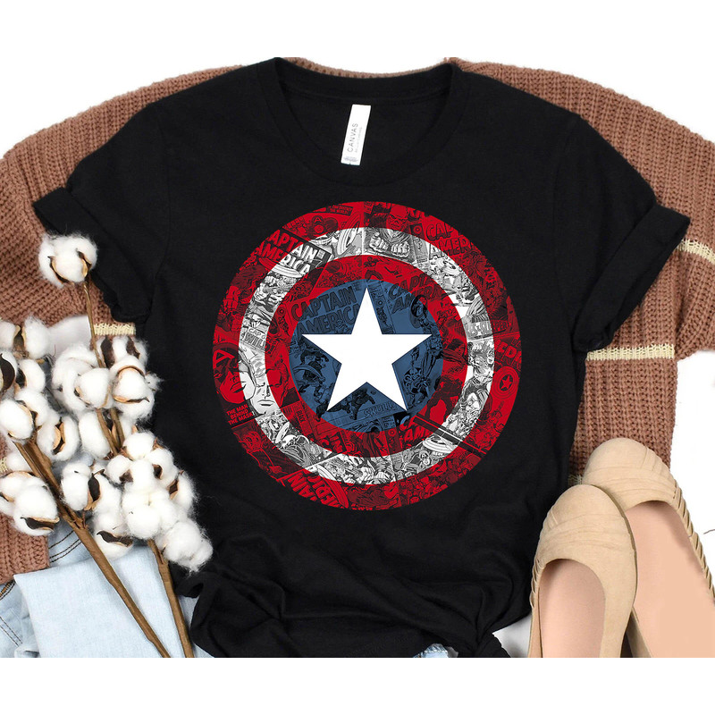 Marvel Captain America Avengers Shield Vintage Retro Comic T-Shirt, Disneyland Family Matching Shirt, Marvel Comic Shirt, Epcot Theme Park.jpg