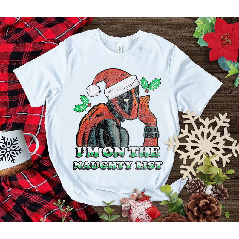 Marvel Deadpool Santa Secret Naughty List Christmas T-Shirt, Marvel Xmas Tee, Disneyland Christmas Matching Family Shirts, Christmas Squad.jpg