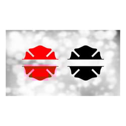 shape clipart: red and black split name frame firefighter fire department logo or maltese cross to customize - digital d