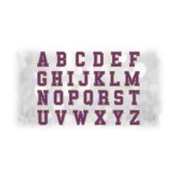 sports clipart: alphabet letter templates grouped on single sheet - layered purple/yellow/black - digital download svg,