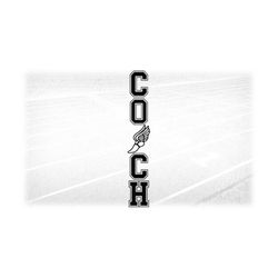 sports clipart: bold word 'coach' in college type with track & field shoe letter a in middle for coaches - digital downl