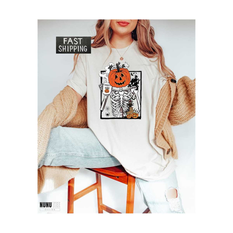 MR-30102023135941-pumpkin-skeleton-drinking-coffee-shirt-funny-halloween-shirt-image-1.jpg