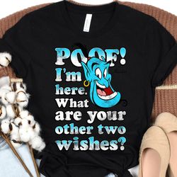 disney aladdin genie poof 2 wishes gradient text portrait disney trip shirt, disney family matching shirt, disneyland tr