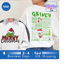 funny grinchmas sweatshirt, grinchmas my day i'm booked shirt, merry grinchmas shirt, christmas party 2023 shirt, xmas