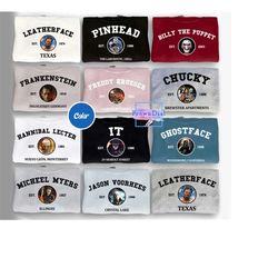 horror characters friends sweatshirt, halloween horror characters shirt, horror movie characters shirt, halloween horror