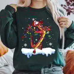 disney mulan mushu santa costume christmas lights and snowflake shirt, mushu dragon christmas shirt, disneyland christma